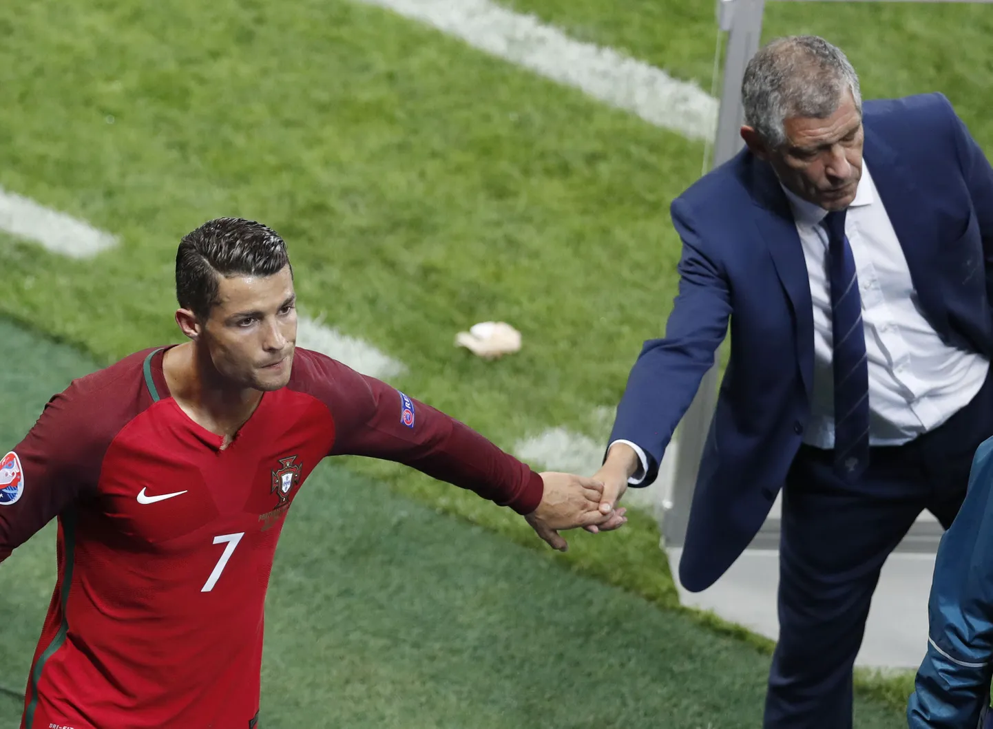 Portugali täht Cristiano Ronaldo (vasakul) ja peatreener Fernando Santos.