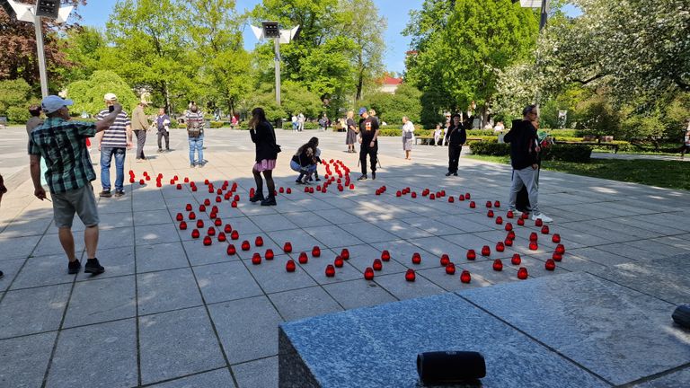 Акция памяти жертв СПИДа в парке Таммсааре .