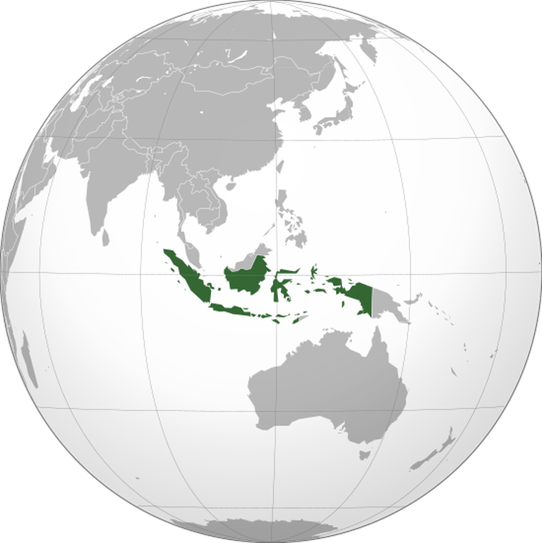 Indoneesia kaardil (rohelisega)