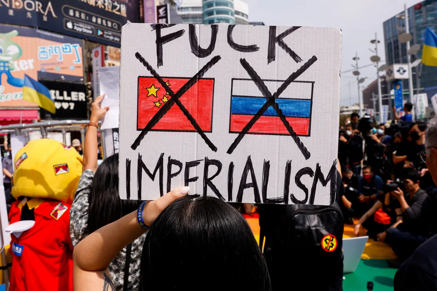 Hongkongi uue julgeolekuseaduse vastane meeleavaldus Taiwanis.