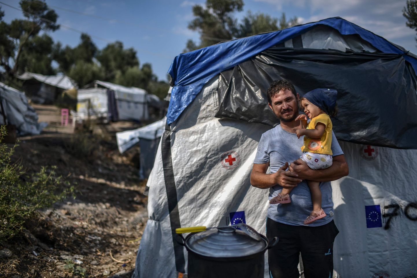 Süüria põgenikud Lesbose saarel Moria põgenikelaagris selle aasta augustis.