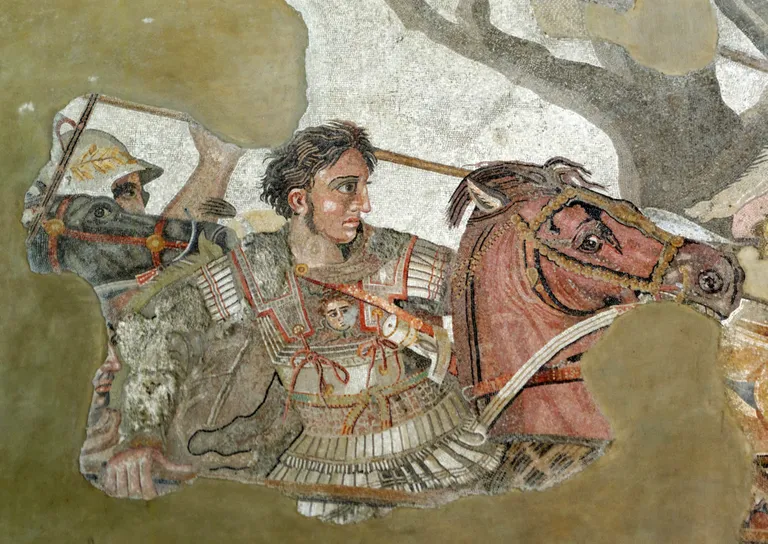 Aleksander Suur Pompeist leitud mosaiigifragmendil.