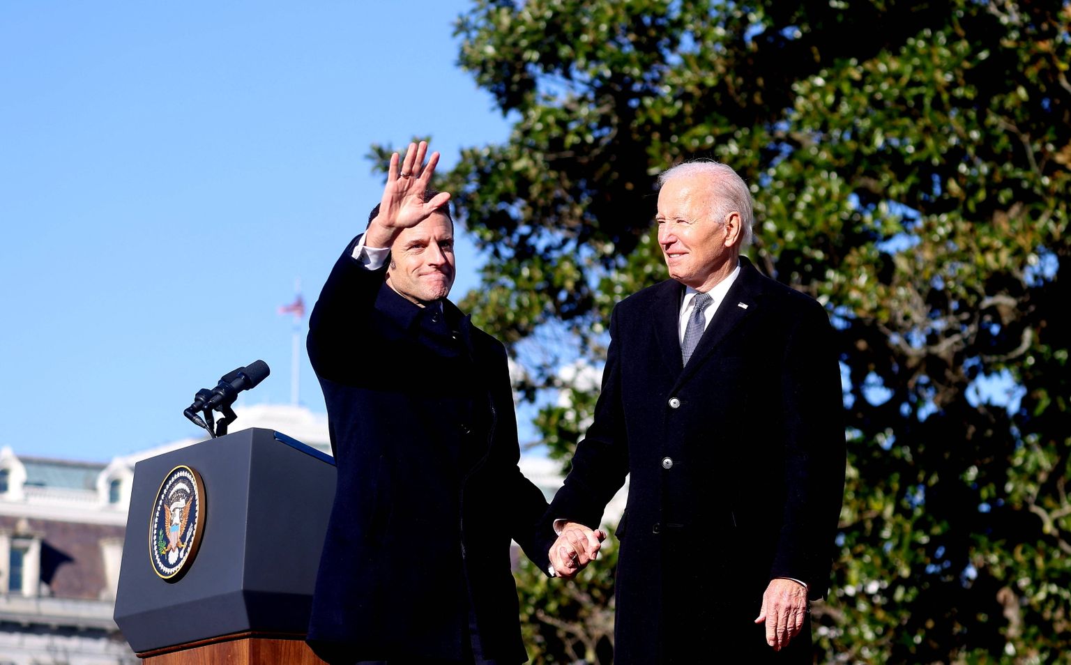 Prantsuse president Emmanuel Macron ja USA riigipea Joe Biden.
