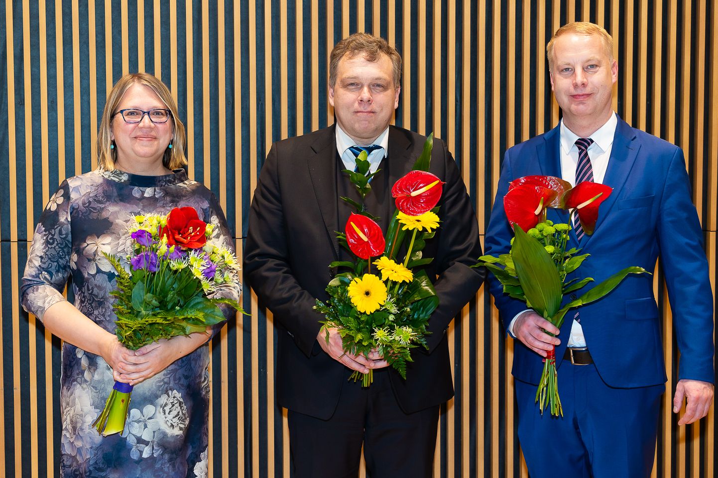 Viimsi vallavolikogu uued juhid Pille Petersoo, Lauri Hussar ja Jan Trei.