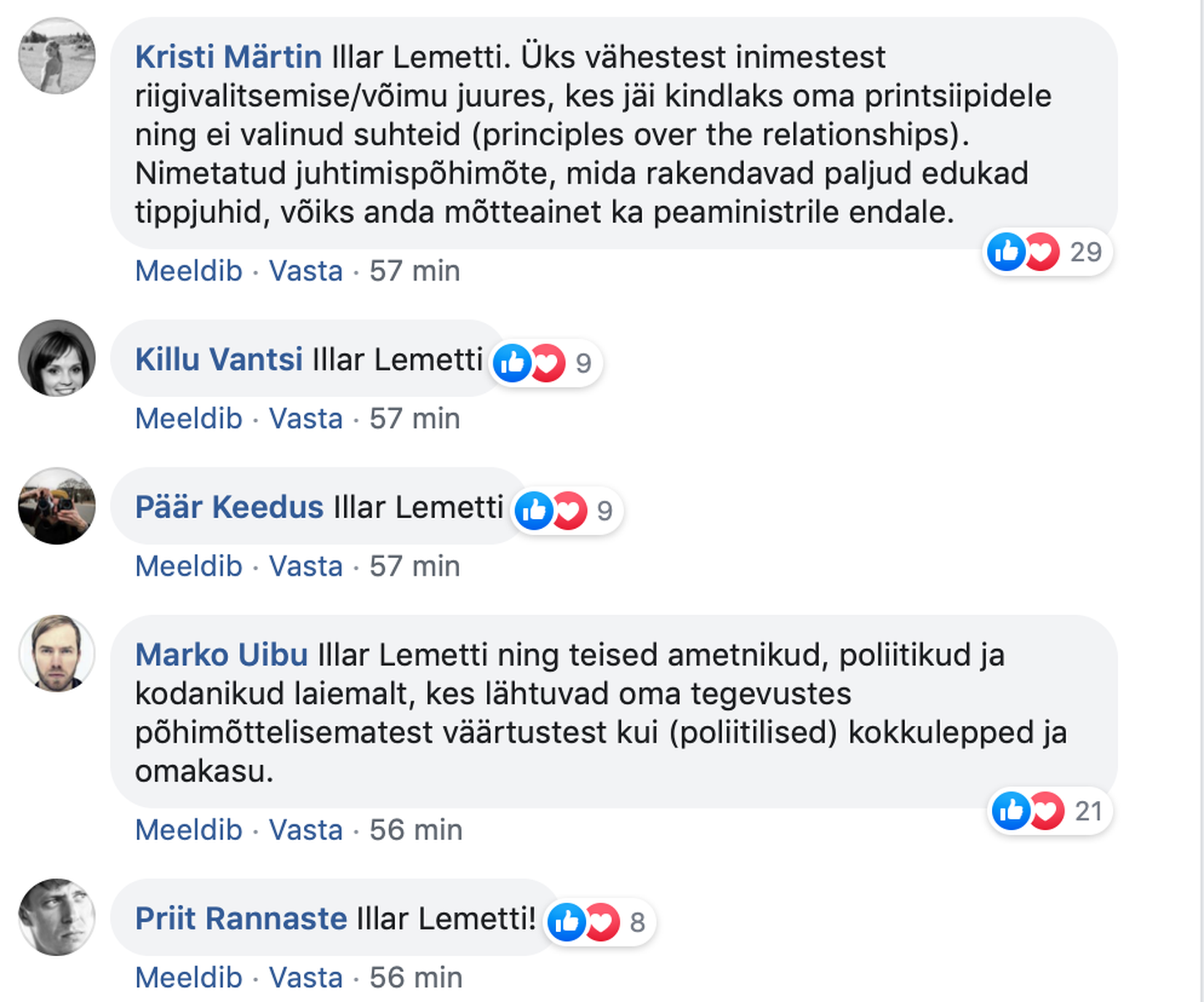 Facebookis kogub populaarsust Illar Lemmeti tunnustamine.