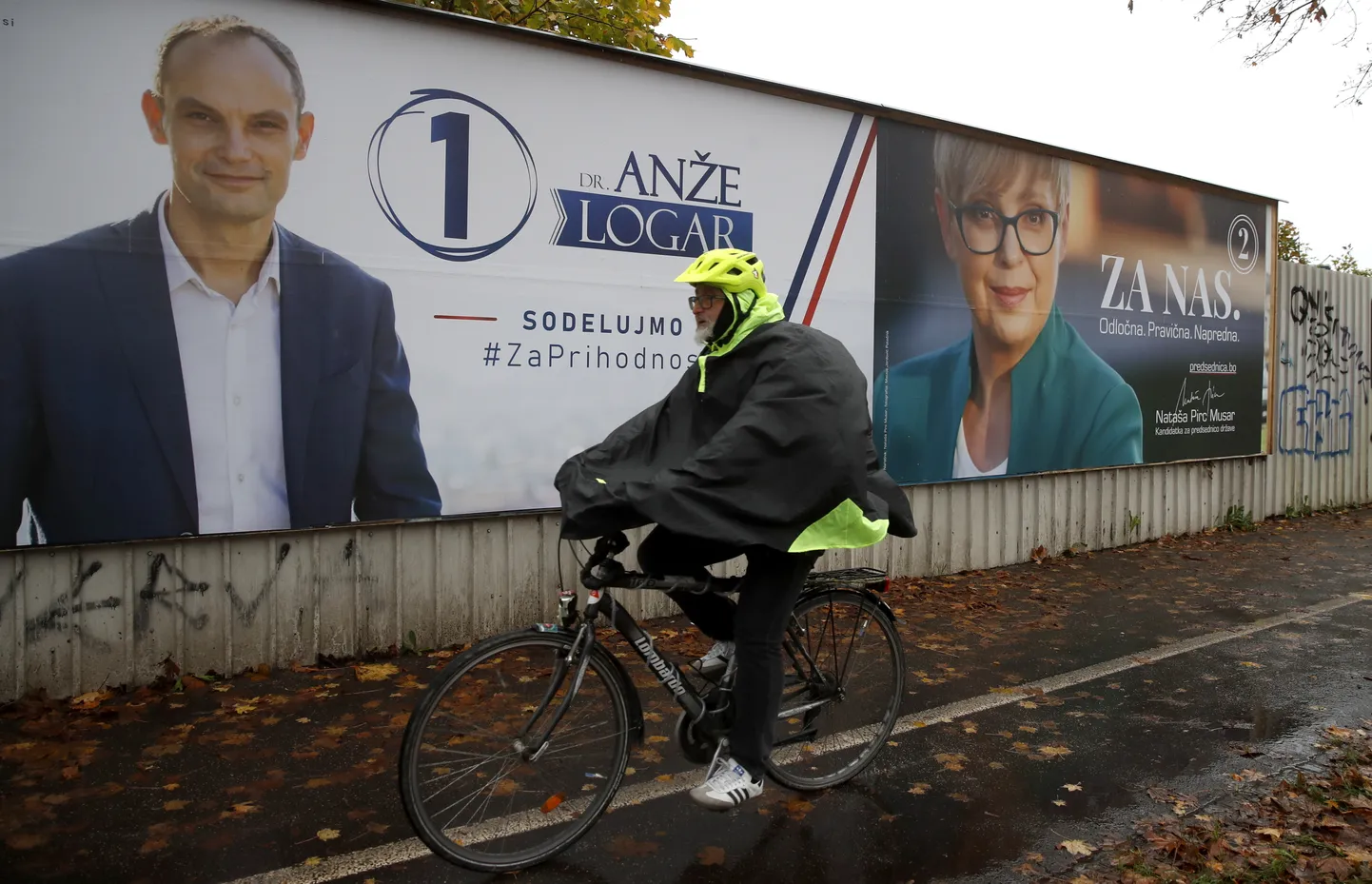 Presidendivalimiste kampaania plakatid Sloveenia pealinnas Ljubljanas.