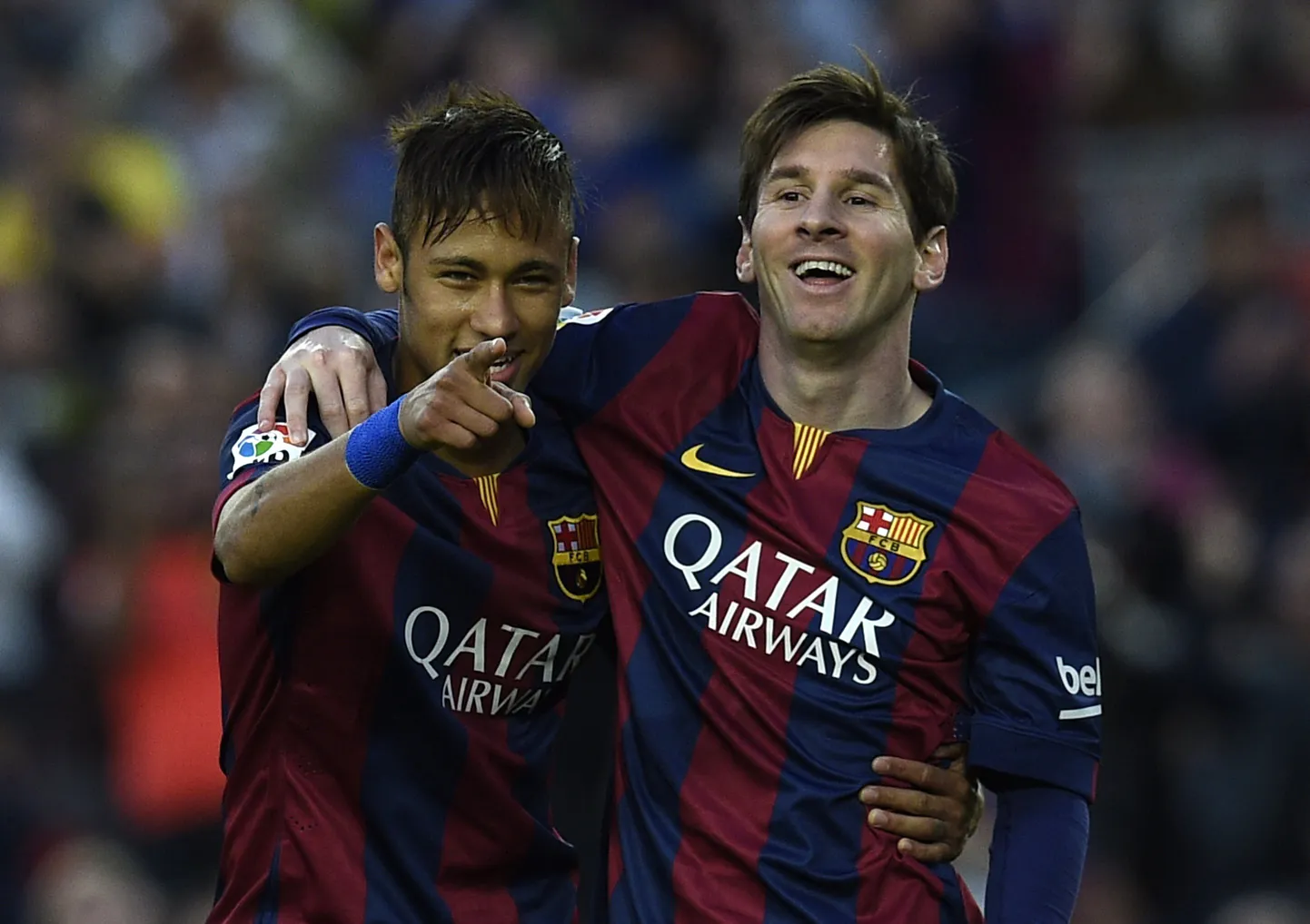 Neymar (vasakul) koos tiimikaaslase Lionel Messiga.