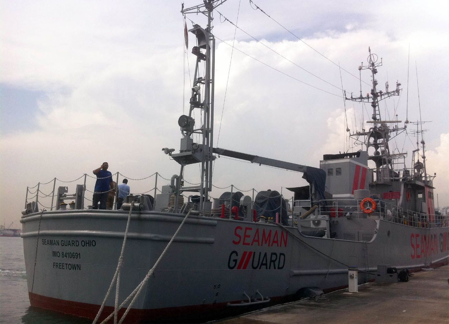 India võimude poolt kinni peetud Advanforti laev Seaman Guard Ohio, mille pardal oli ka 14 eestlast, 2013. aasta oktoobris.