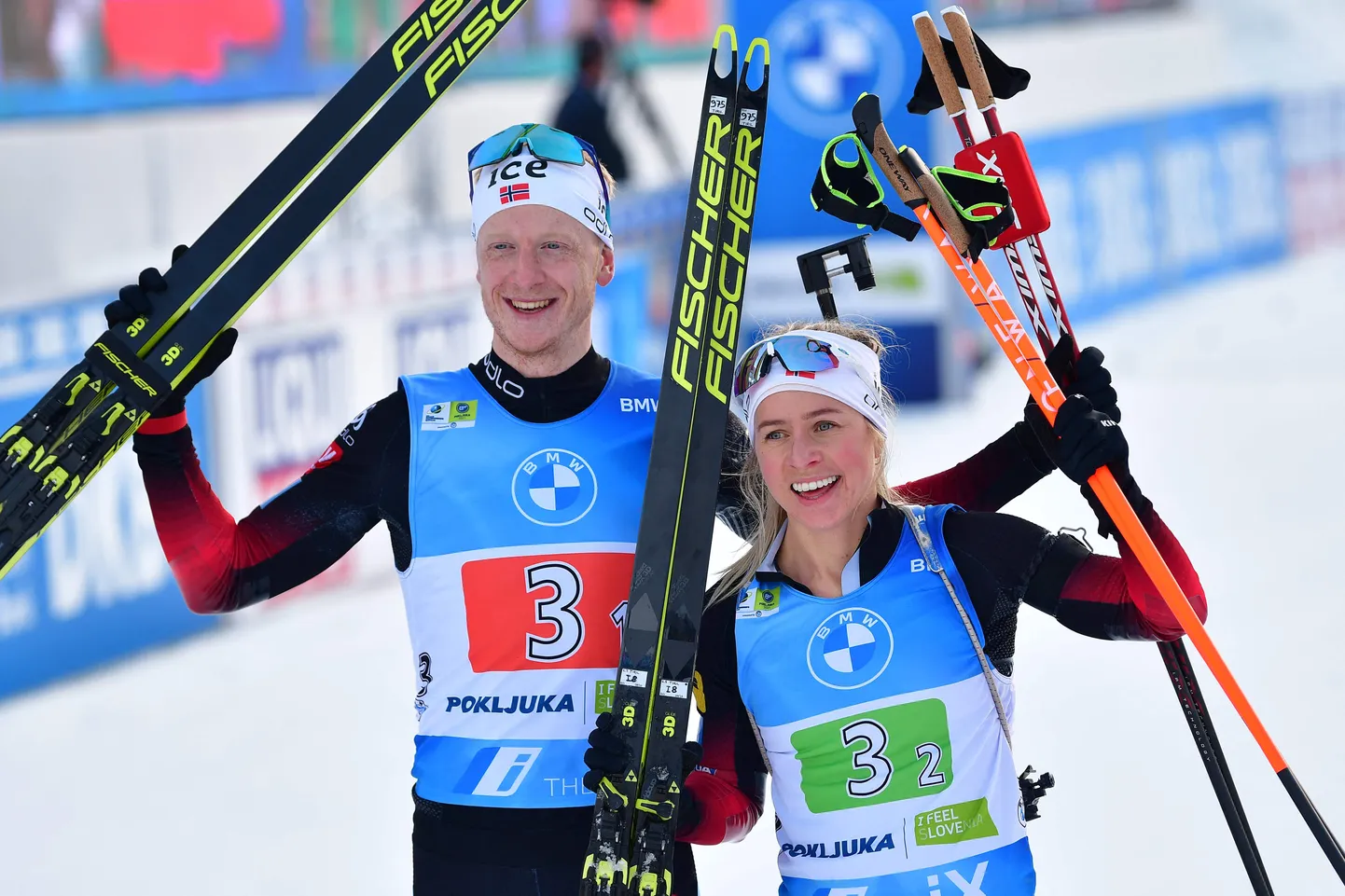 Johannes Thingnes Bö (vasakul) ja Tiril Eckhoff.