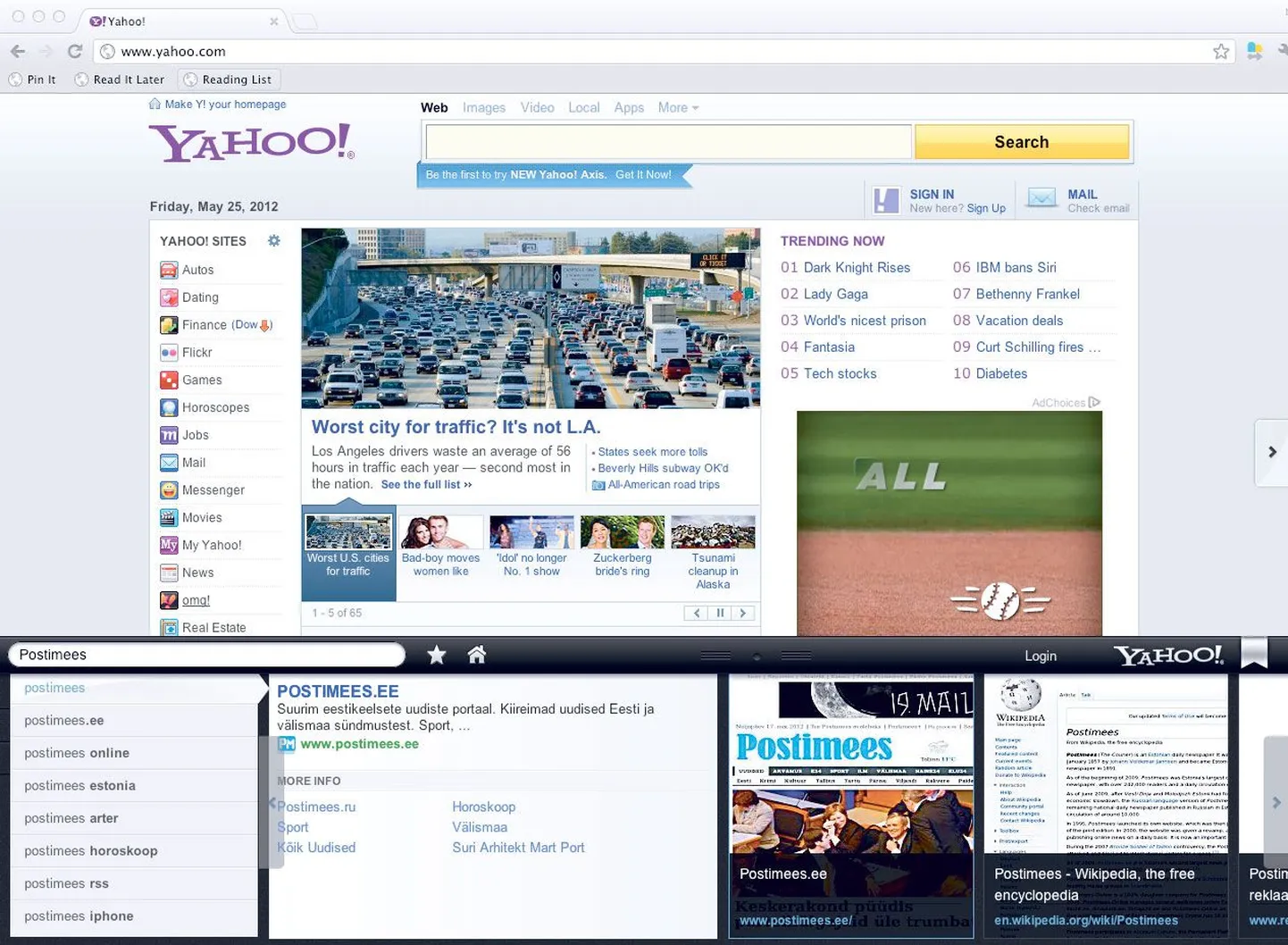 Yahoo Axis.