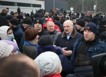 Alexander Lukashenko among migrants pushed toward the border during the 2021 Poland-Belarus migration crisis.