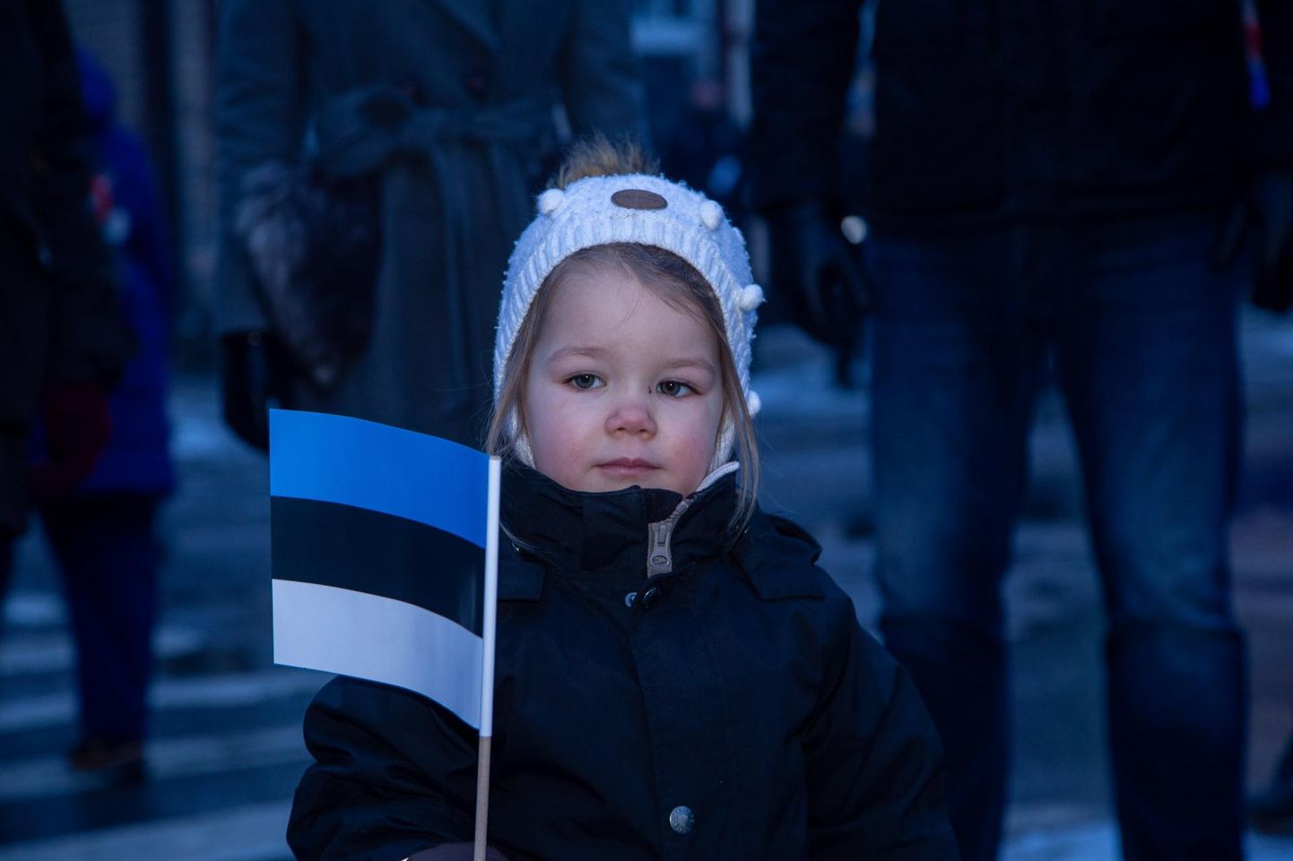 Laps Eesti lipuga.