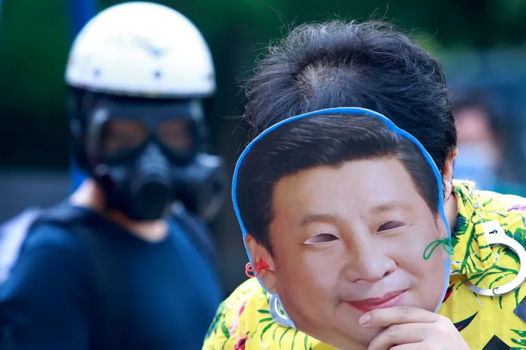 Pekingi 2022. aasta taliolümpia vastane meeleavaldus Taipeis.