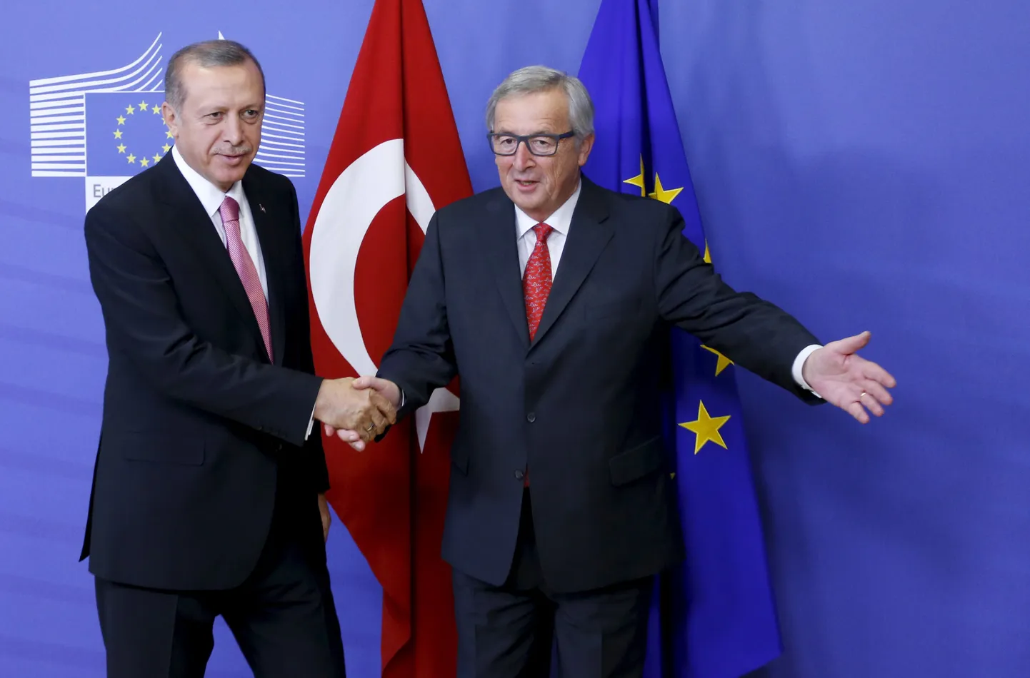 Euroopa Komisjoni president Jean-Claude Juncker ja Türgi president Recep Tayyip Erdoğan 2015. aasta oktoobris Brüsselis.
