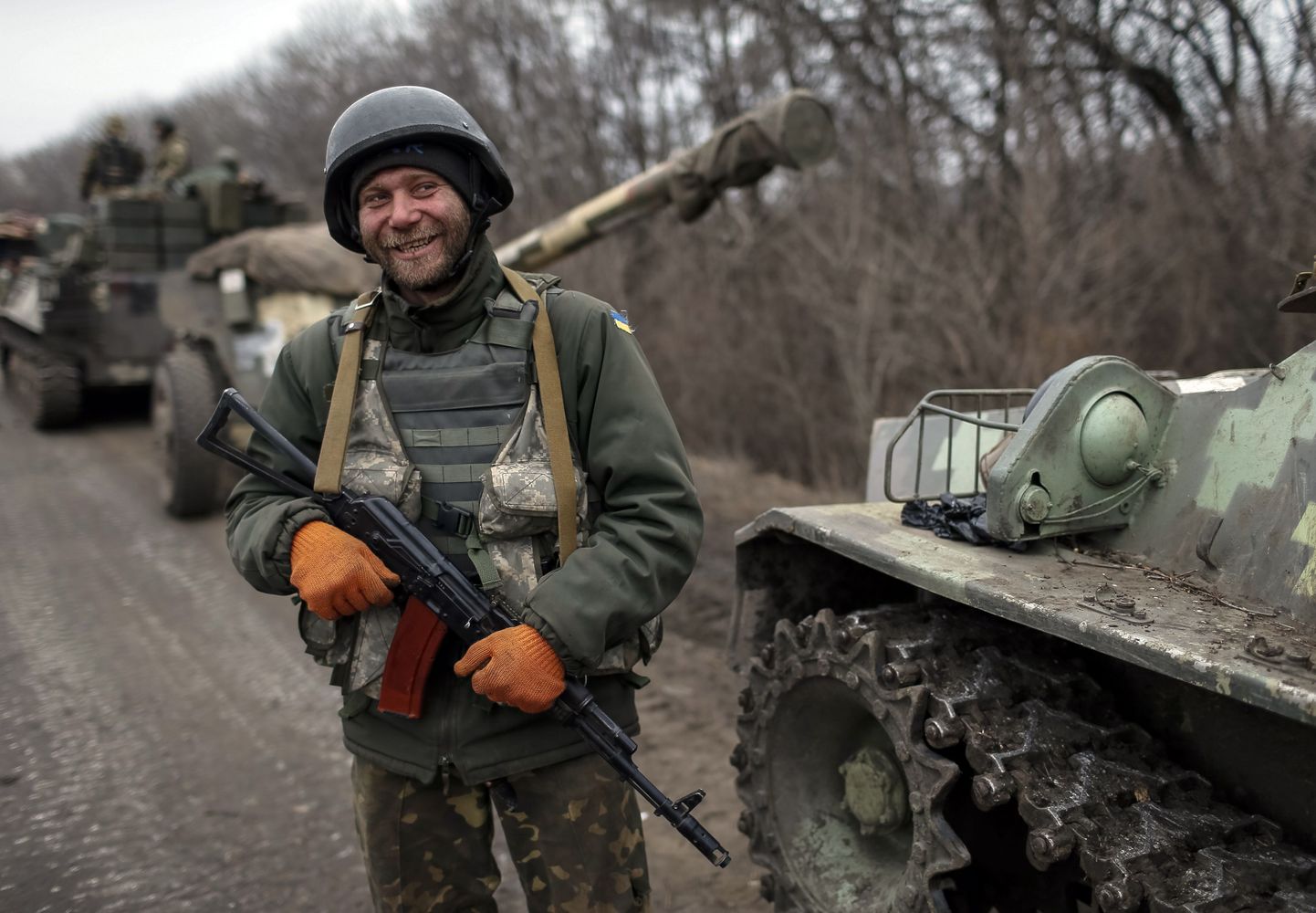 Debaltseve lähistel tagasitõmbumist alustavad Ukraina sõdurid.