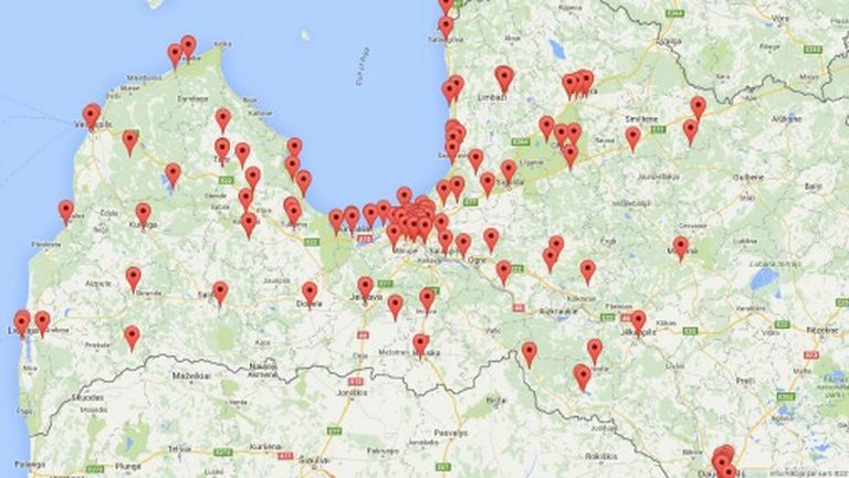 Детские и подростковые лагеря на карте Латвии 