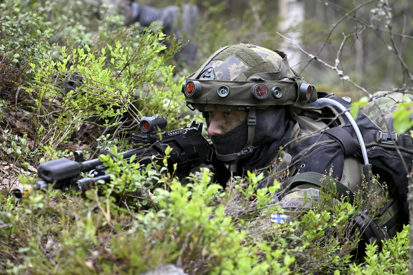 Soome sõdur Soome armee Sapeli 23 väliõppusel 31. mail 2023. Pilt on illustreeriv