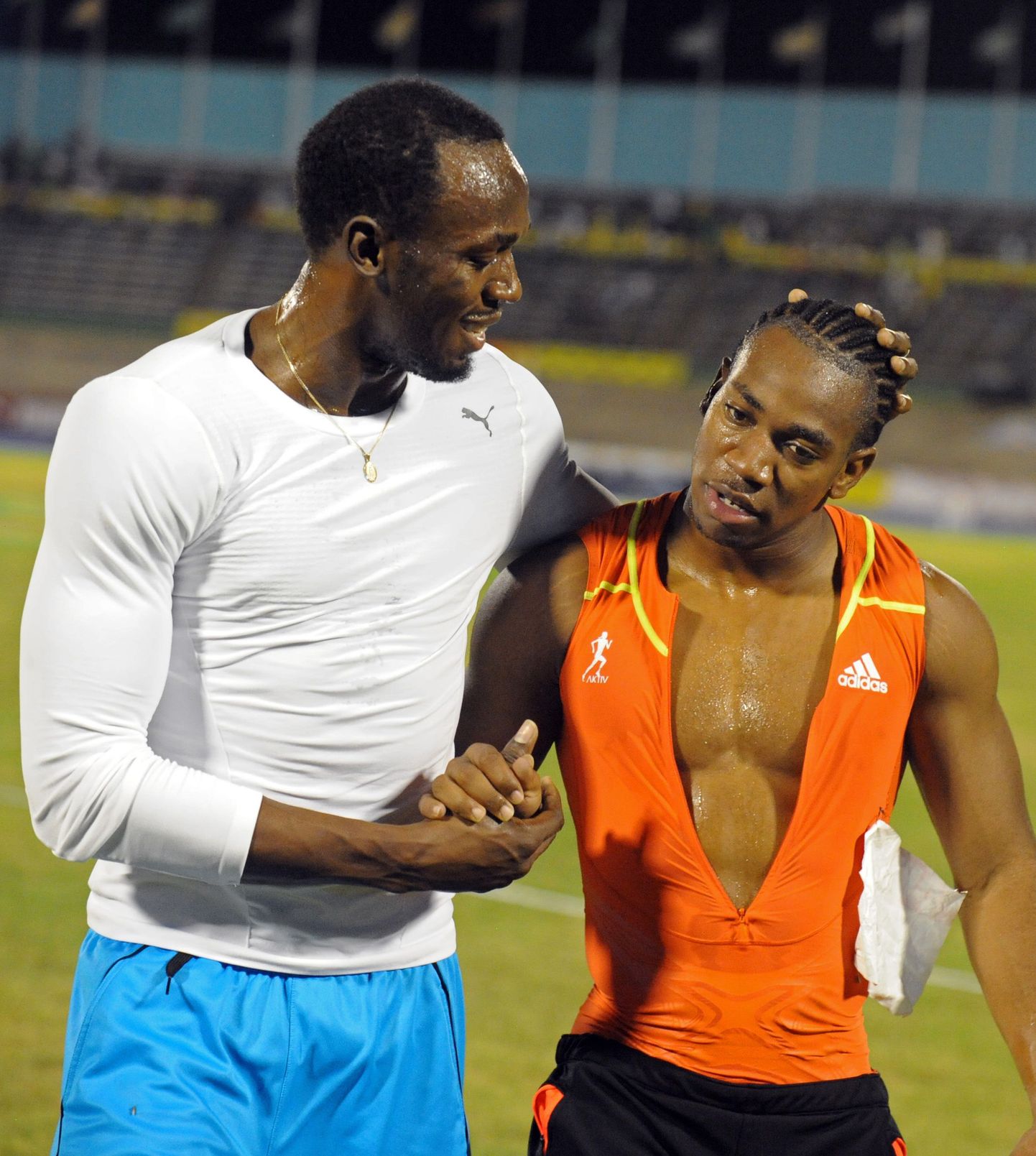 Yohan Blake (paremal) ja Usain Bolt.