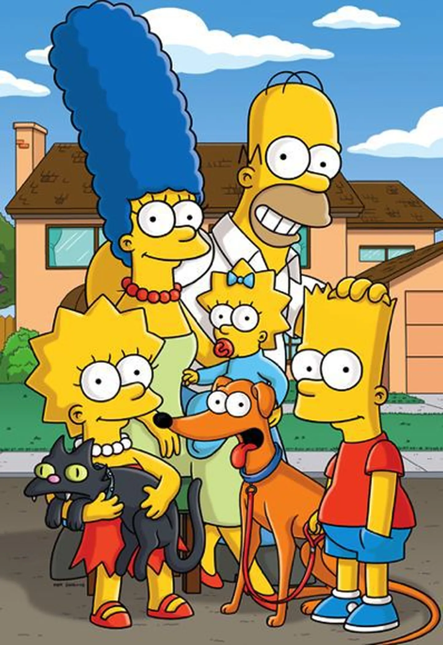 Animafilmi «Simpsonid» peategelased - Marge, Homer, Liza, Maggie, Bart