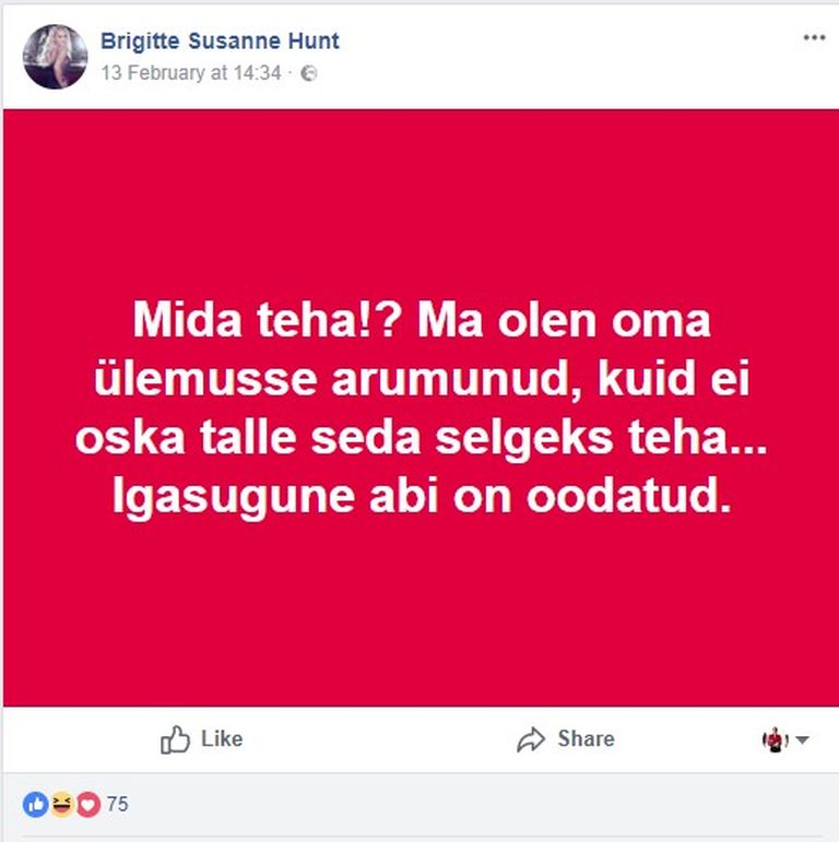 hüüatus Brigitte Susanne Hundi Facebooki kontolt