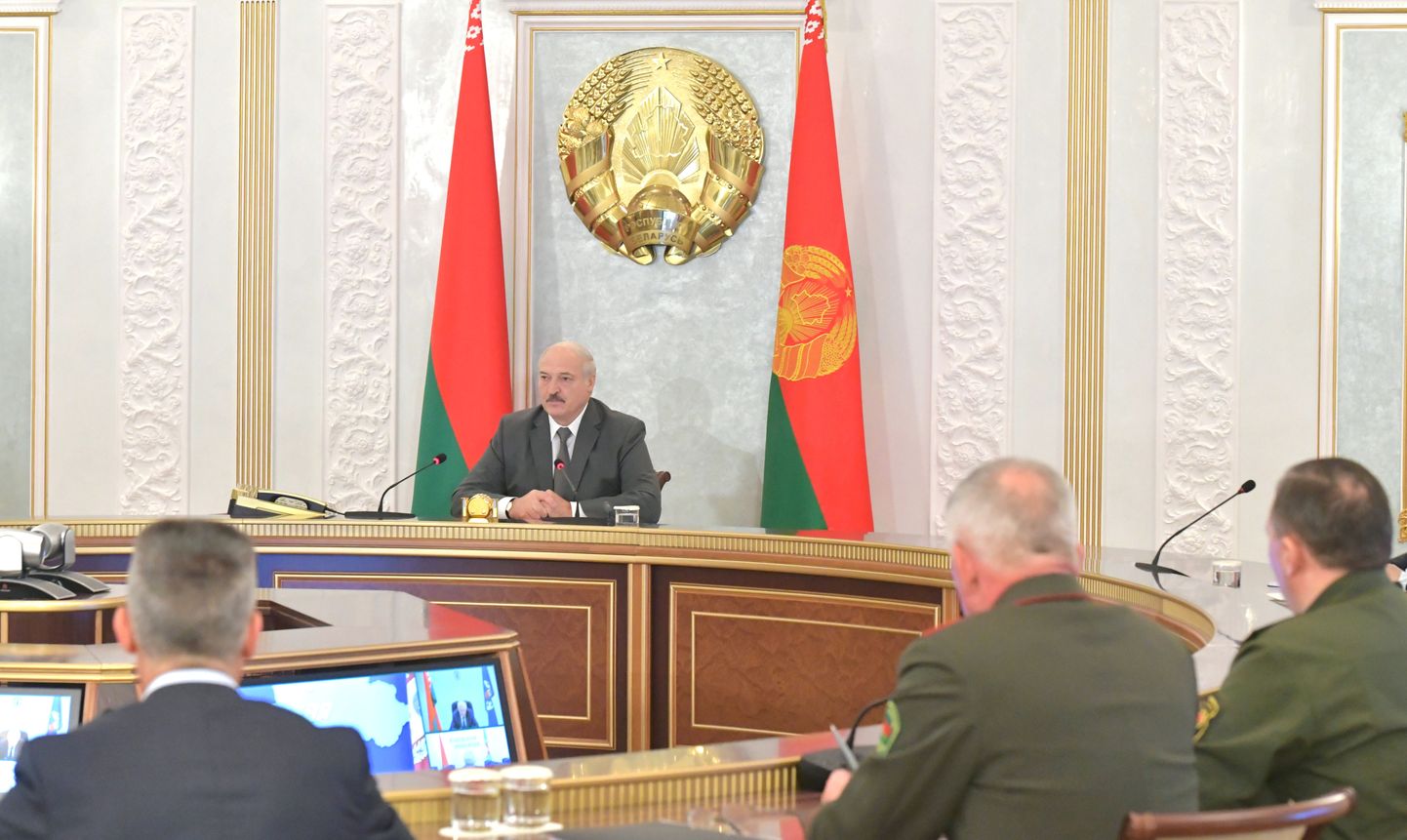 Valgevene president Aljaksandr Lukašenka 19. augustil Minskis julgeolekunõukogu kohtumisel.