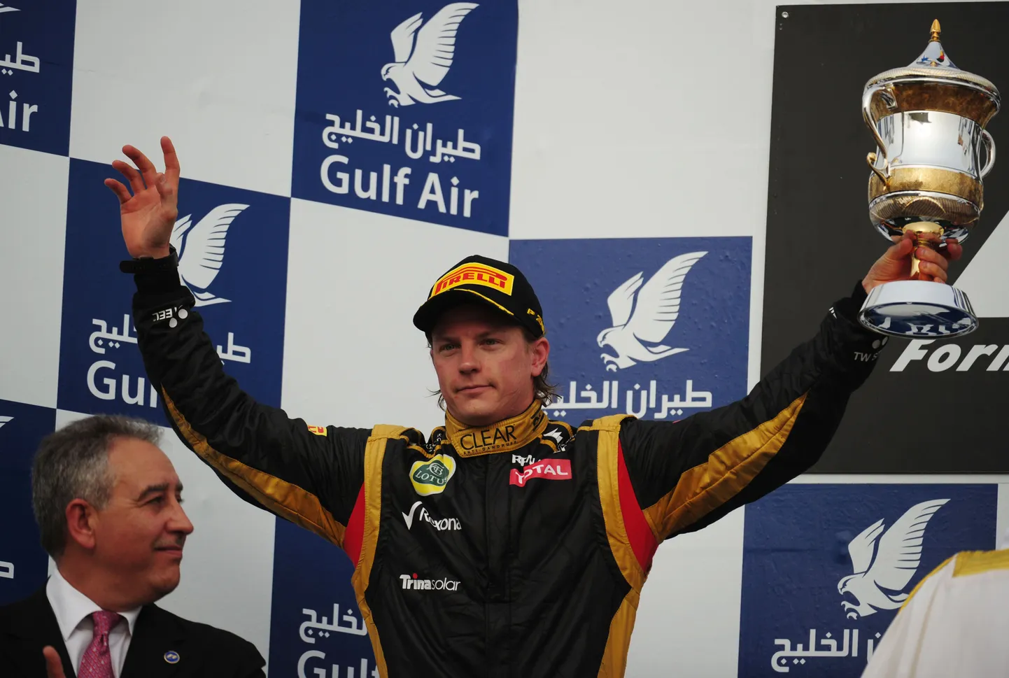 Bahreini GP-l võidutses Red Bulli piloot Sebastian Vettel. Poodiumile mahtusid ka Lotuse sõitjad Kimi Räikkönen ja Romain Grosjean.