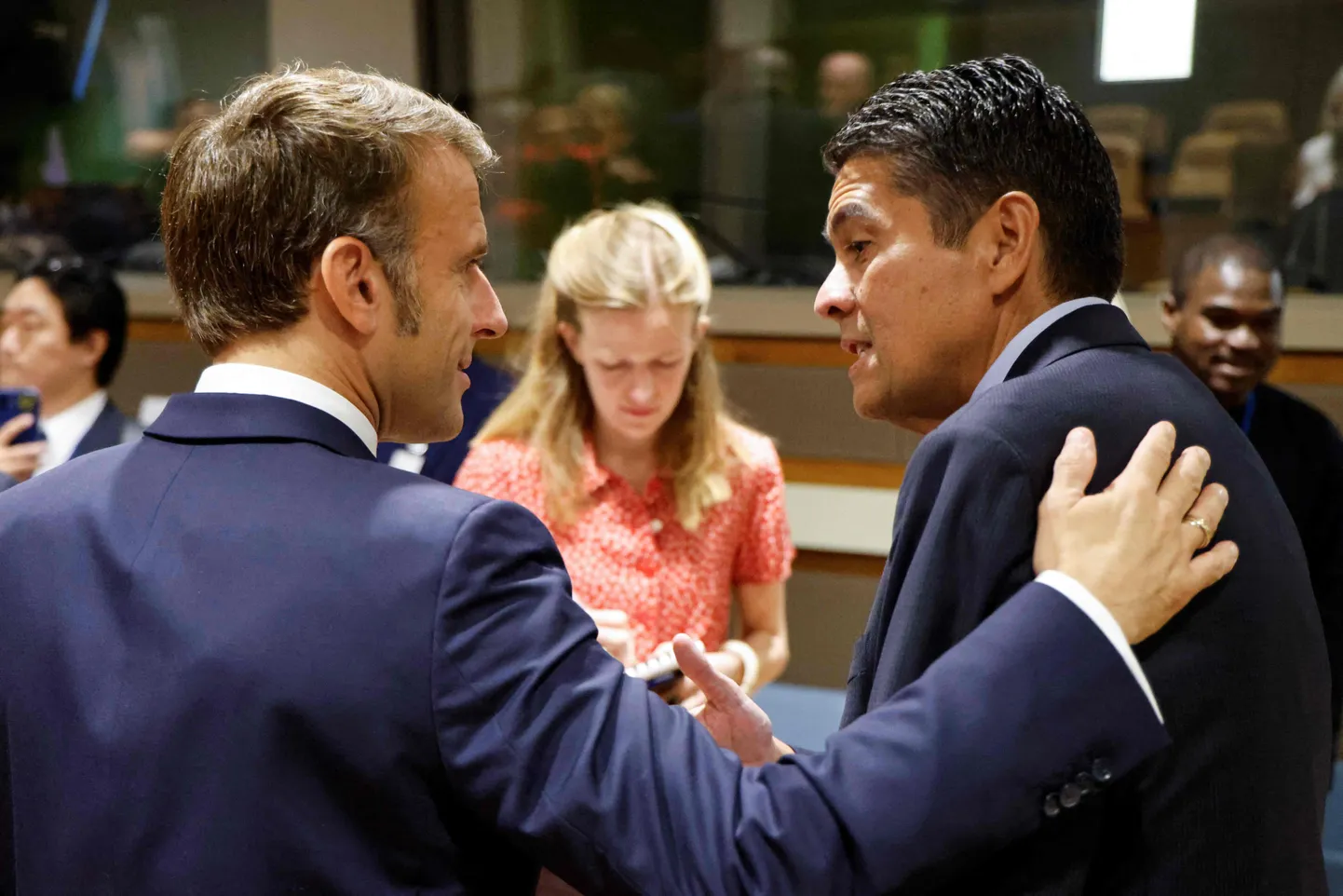 Prantsusmaa president Emmanuel Macron ja Belau president Surangel Whipps jr tänavu ÜRO Peaassambleel.