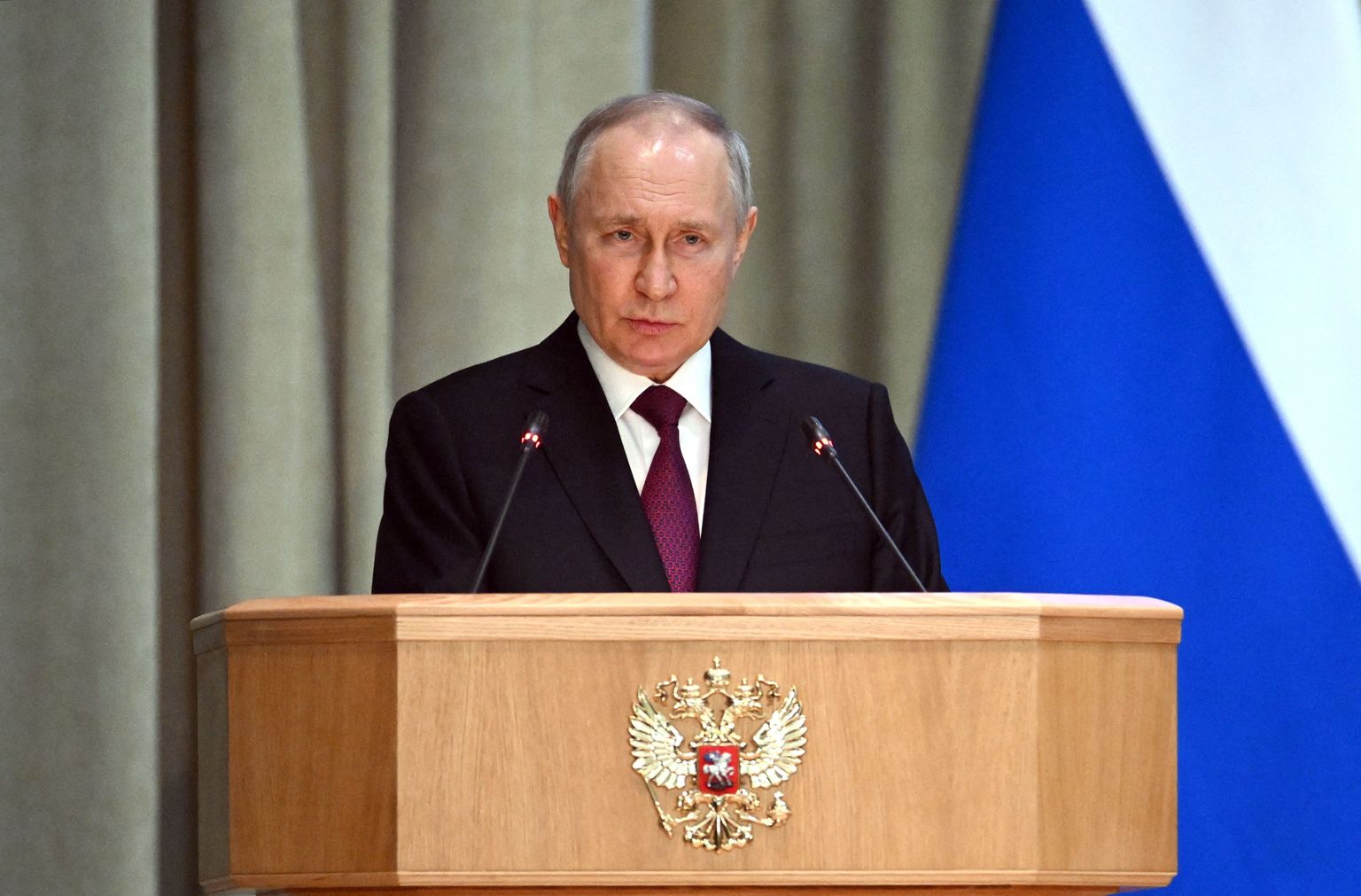 Vladimir Putin kohtumisel Vene prokuratuuri esindajatega 15. märtsil 2023 Moskvas.