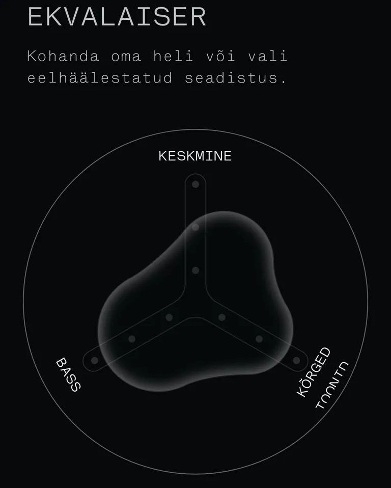 Ekvalaiser äpis pole klassikaline heeblite üles-alla liigutamine, vaid loperguse ringi venitamine soovitud suundades.