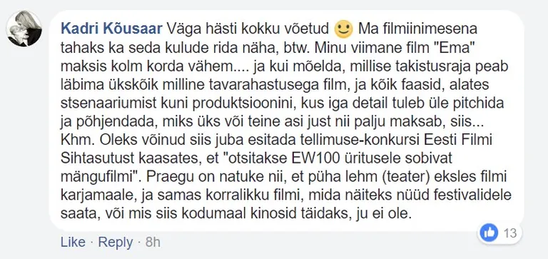 Kadri Kõusaar EV 100 lavastusest