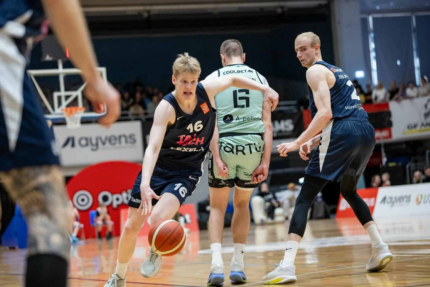 Tänavuses play-off'is on tõeliselt särama löönud TalTech/Alexela 20-aastane mängumees Rasmus Andre (palliga).