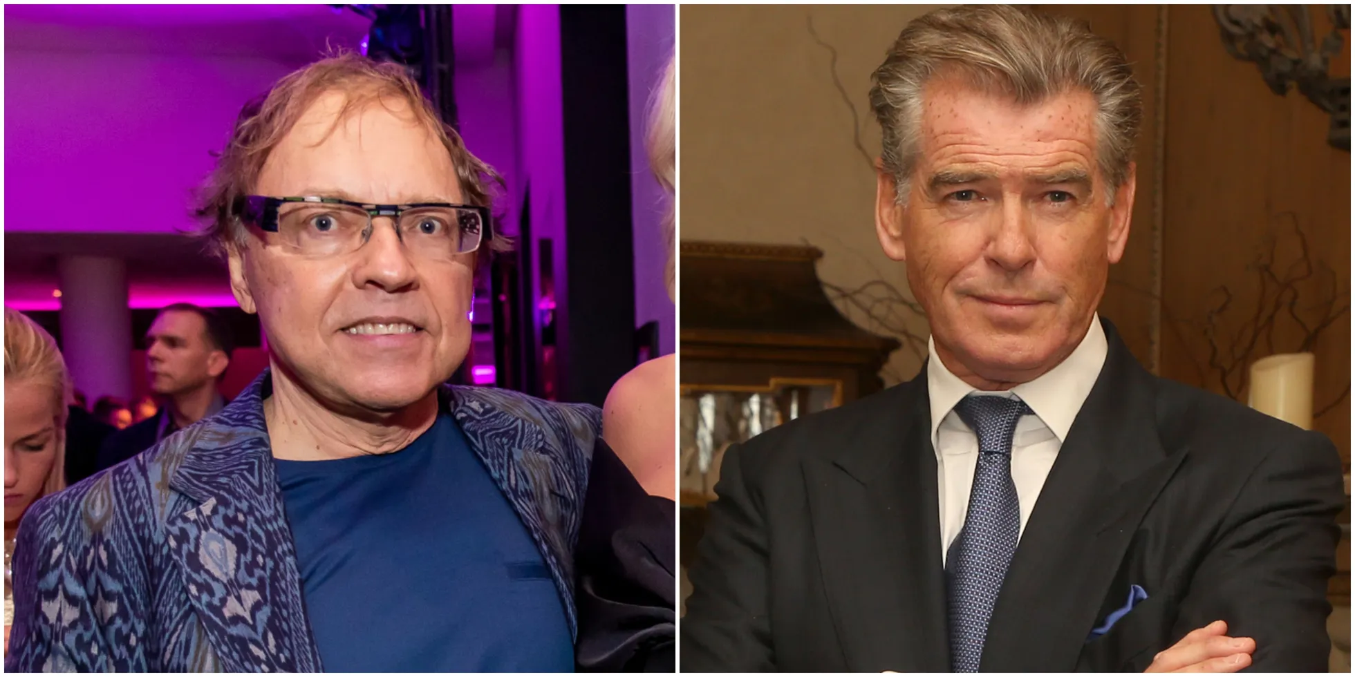 Vasakul: Rein Rannap, foto: Madis Sinivee/Scanpix. Paremal: Pierce Brosnan, foto: MPIFS/Capital Pictures/Scanpix.