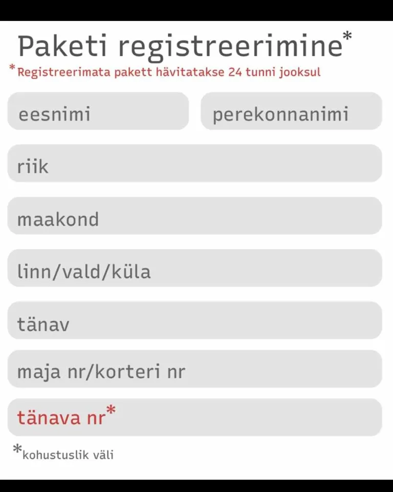 Ankeet pärast lingile vajutamist.