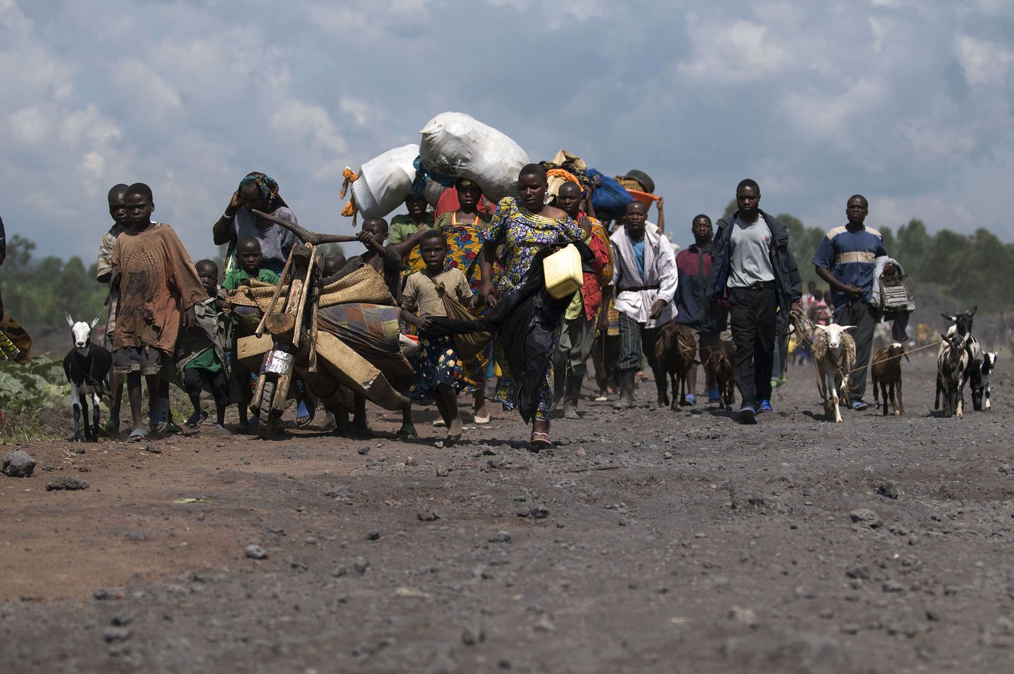 Kongo DV idaosas Põhja-Kivu provintsis sõjategevuse eest põgenevad inimesed.
