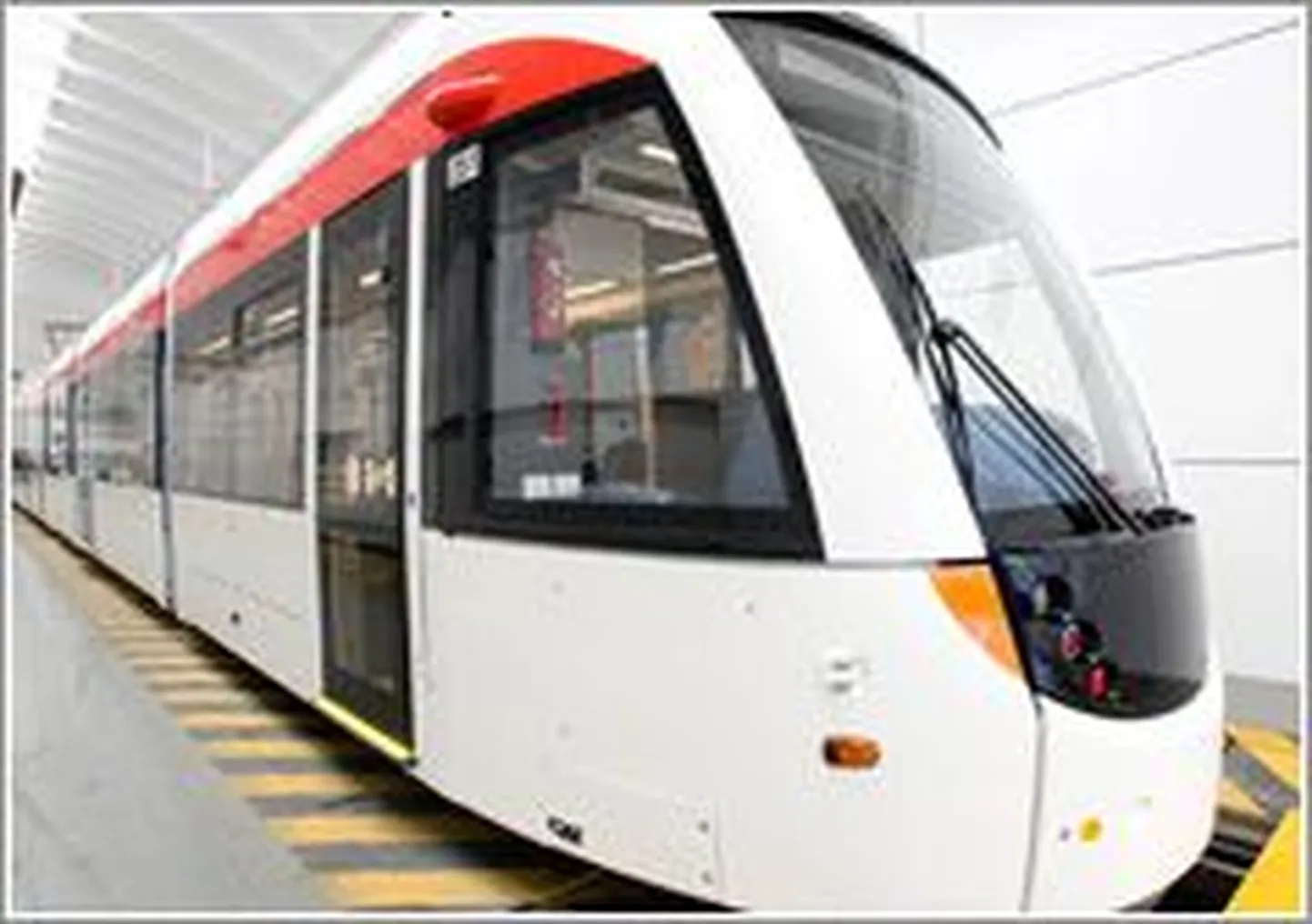 Hispaania firma CAF tramm, mis sõidab Edinburgis.