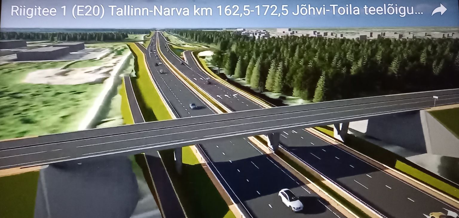 Так через пять лет должна выглядеть транспортная развязка возле Йыхви, где уйкалаская дорога и улица Яама пересекаются с шоссе Таллинн-Нарва.