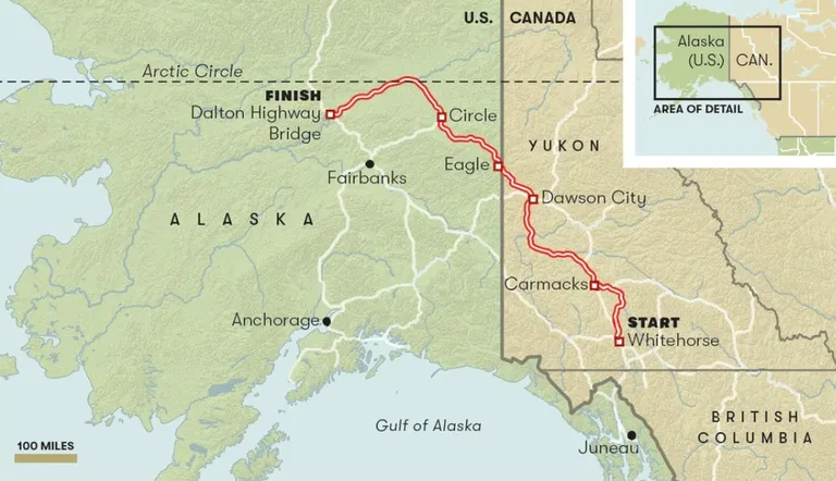 Ultramaraton kulgeb asustamata aladel USA Alaska osariigis ja Kanadas.
