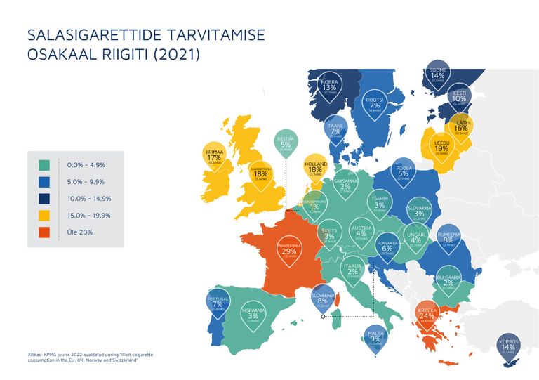 Потребление контрабандных сигарет в Европе