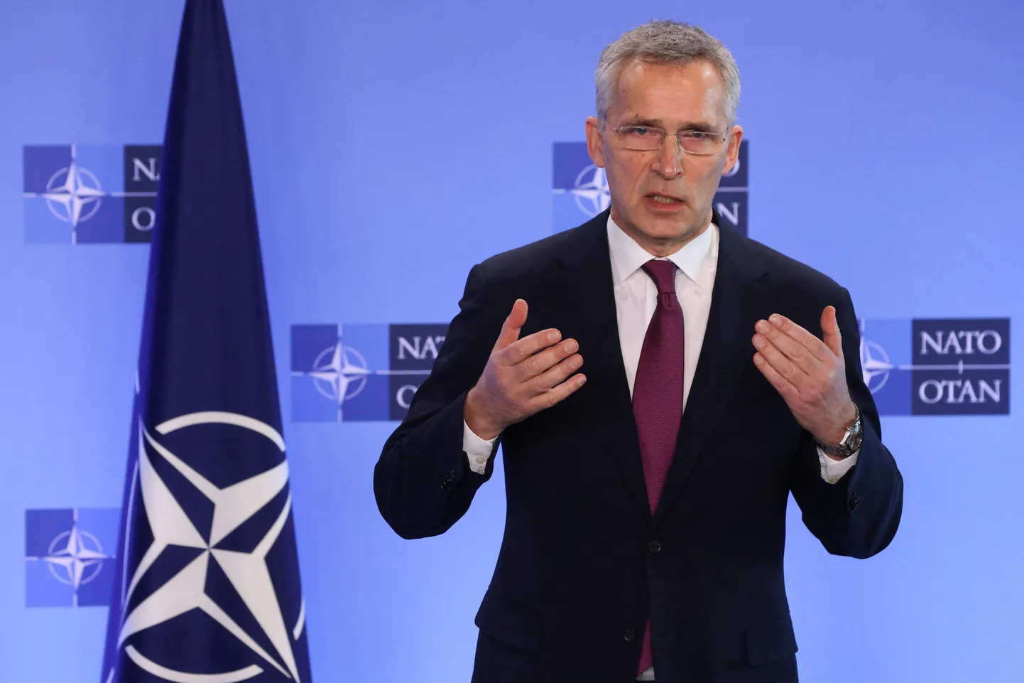 NATO peasekretär Jens Stoltenberg pressikonverentsil enne tänast alliansi välisministrite kohtumist.
