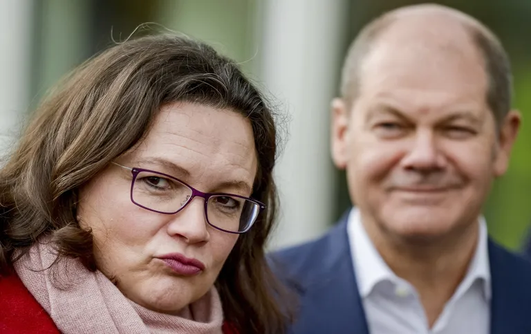 Andrea Nahles (vasakul) ja Olaf Scholz.