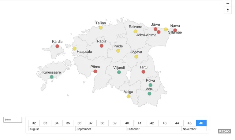 Reovee analüüsil põhineva seiresüsteemi 24 tunni komposiitproovid 9. - 10. novembri seisuga.