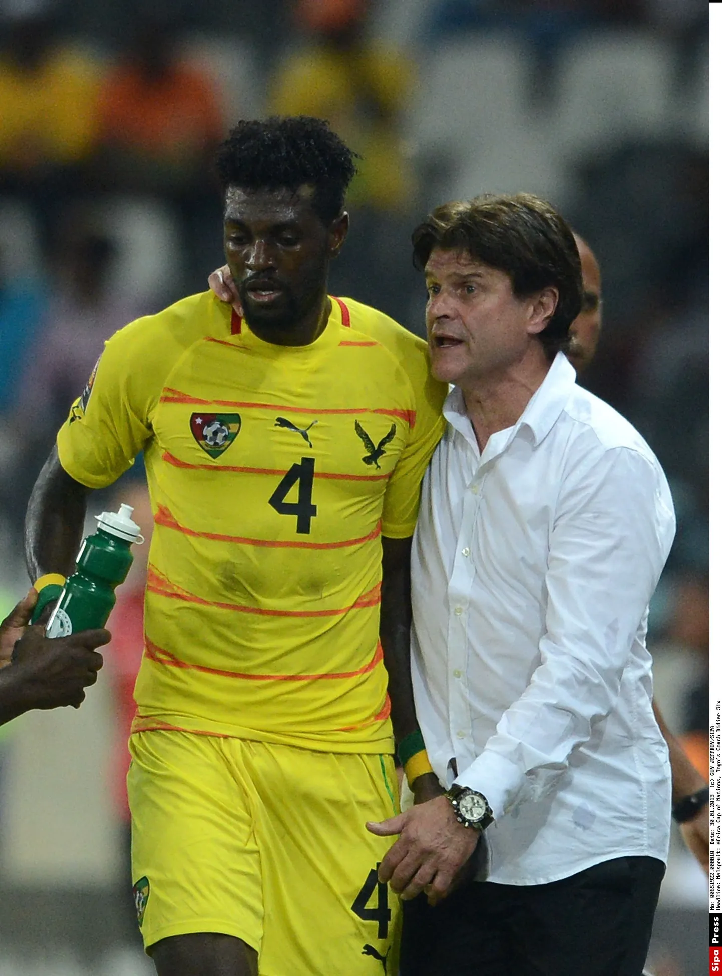 Emmanuel Adebayor (vasakul) ja Togo koondise peatreener Didier Six.