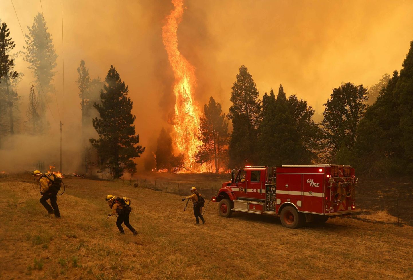 California tuletõrjujad võitlevad leekidega Mariposa maakonnas.