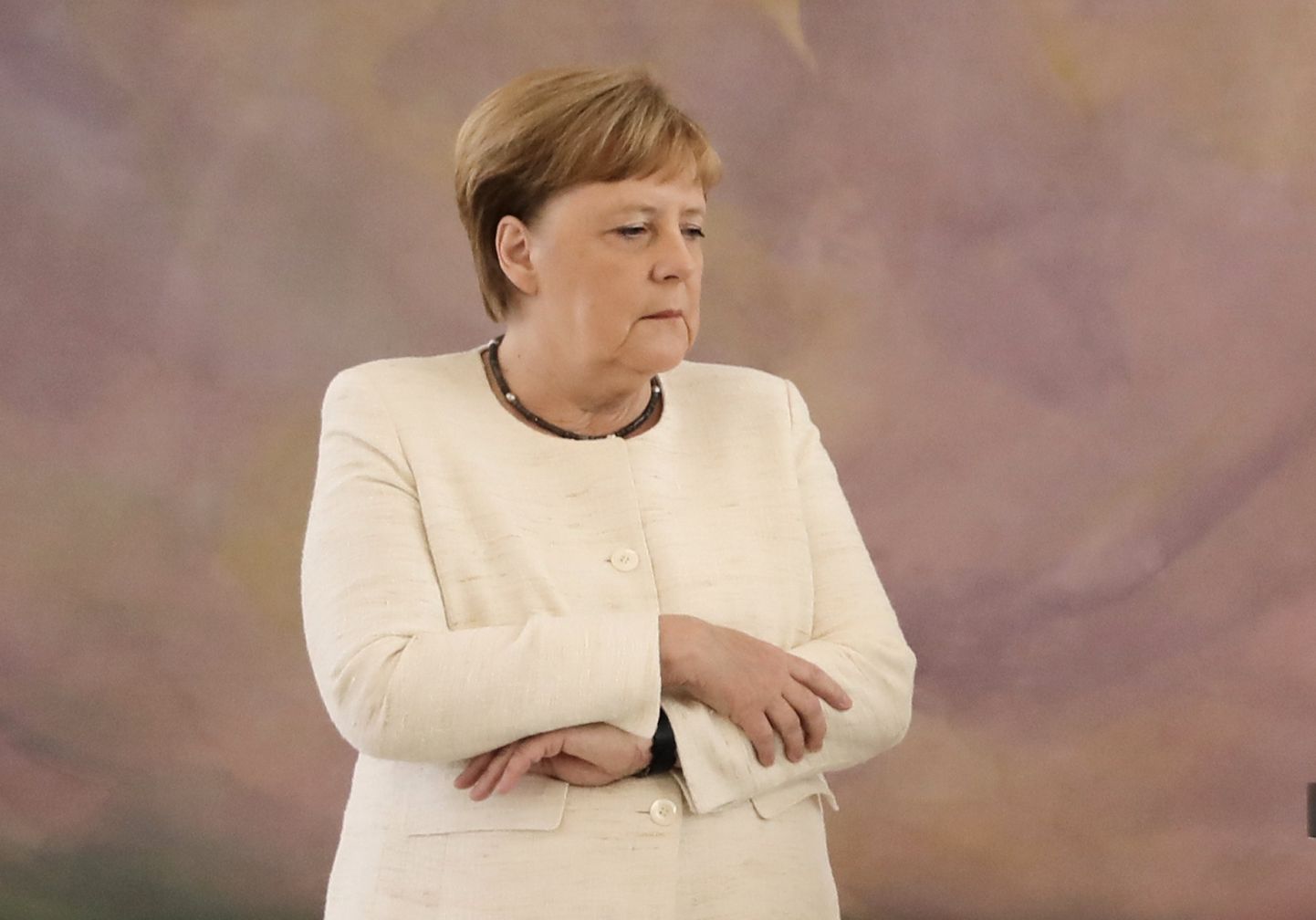 Angela Merkele tikšanās laikā ar Vācijas kancleru