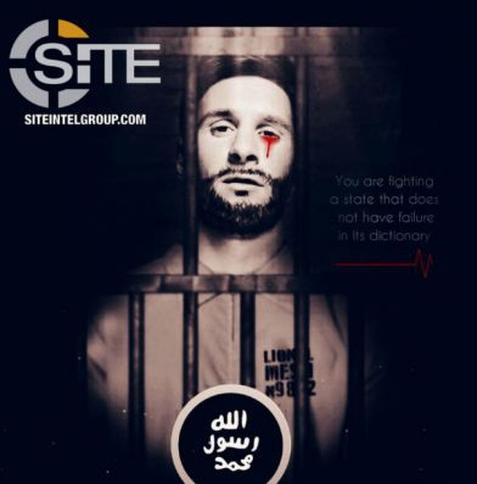 Islamiriigi ähvardusplakat, millel on kujutatud Lionel Messit