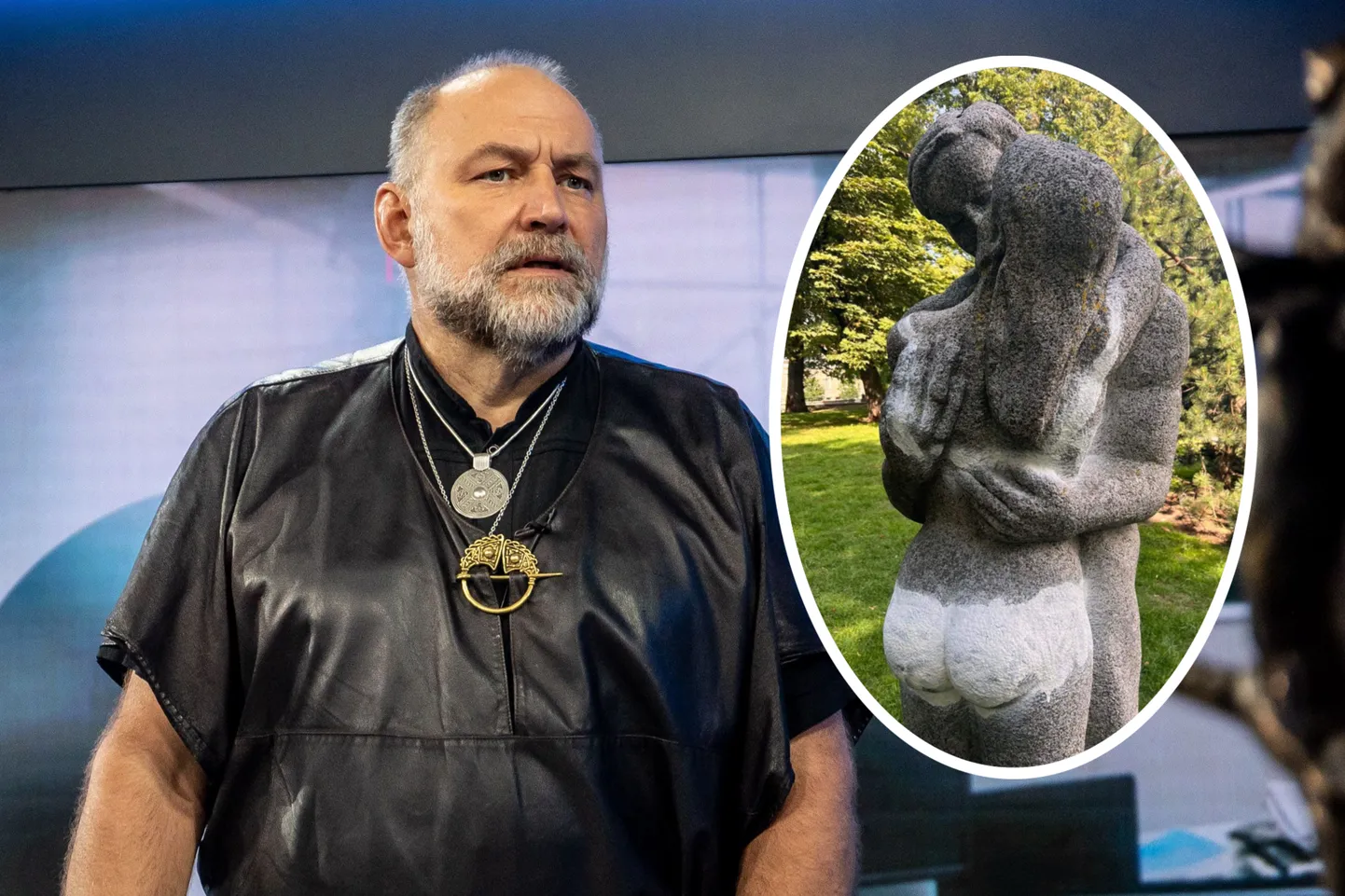 Tauno Kangro ja tema skulptuur «Hetk enne suudlust».