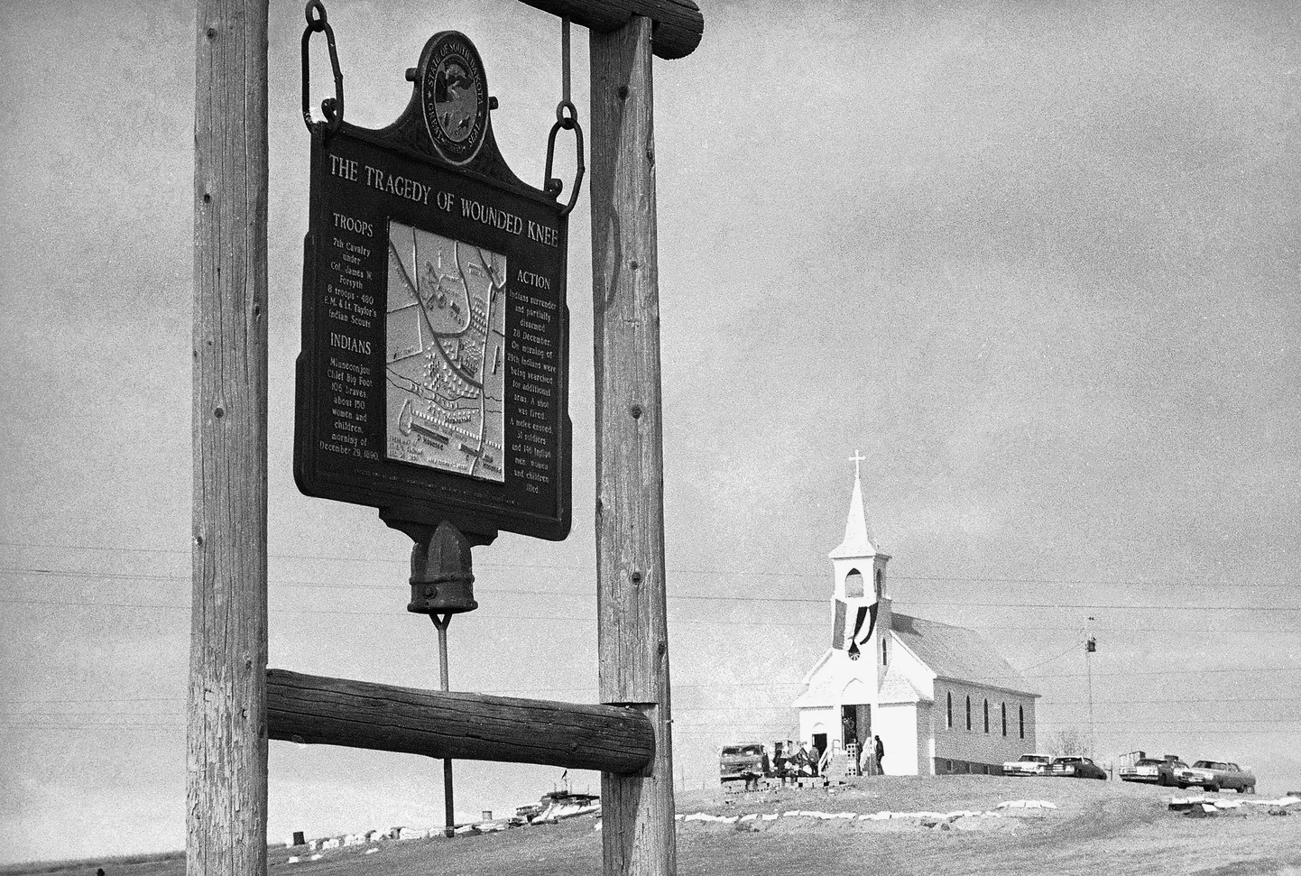 Wounded Knee veresauna mälestusmärk aastal 1973.