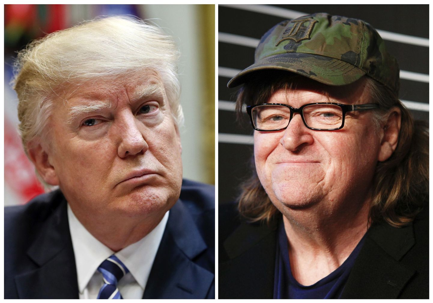 USA president Donald Trump (vasakul) ja dokumentaalfilmitegija Michael Moore.