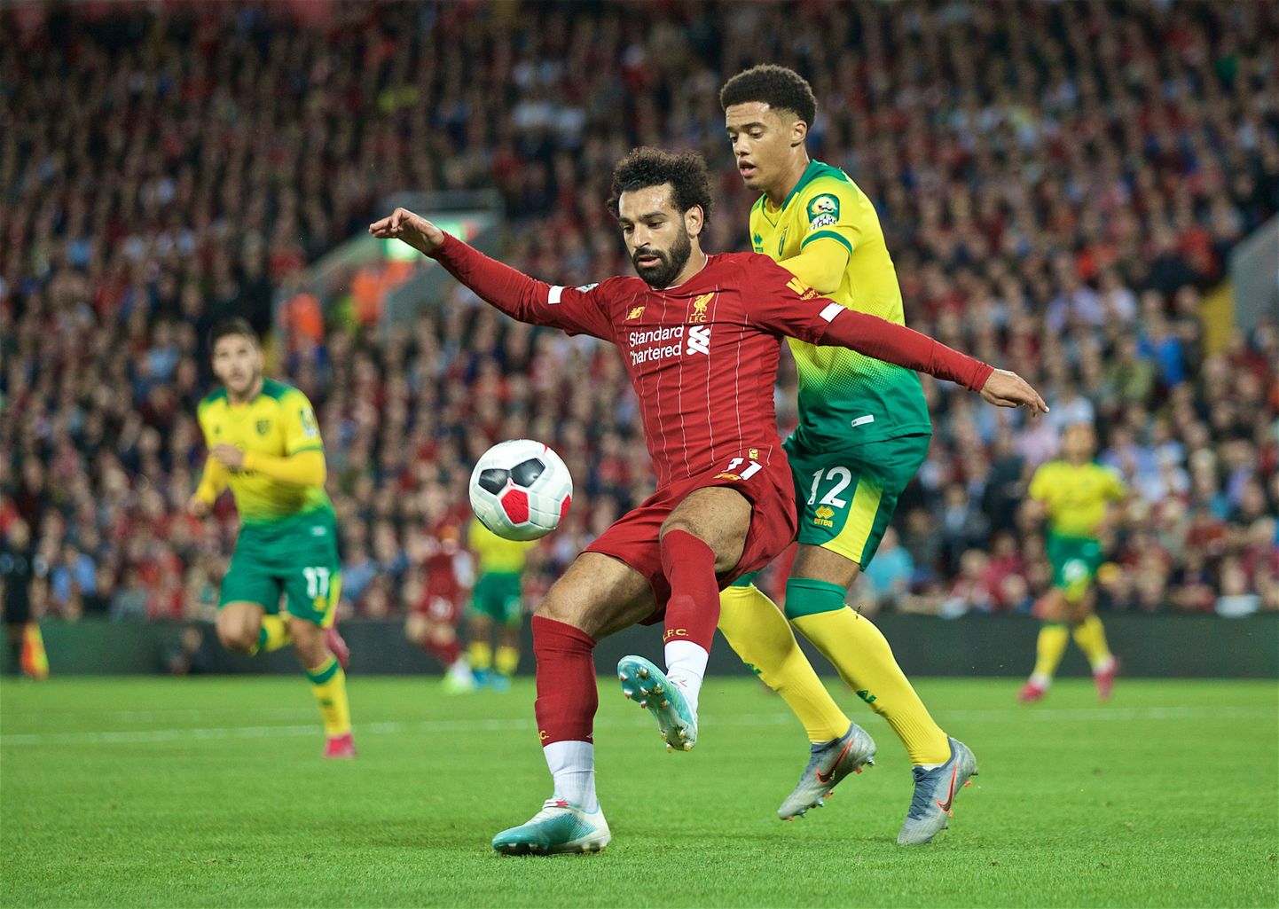 Liverpooli suurim staar Mohamed Salah heitluses Norwichi vastu.