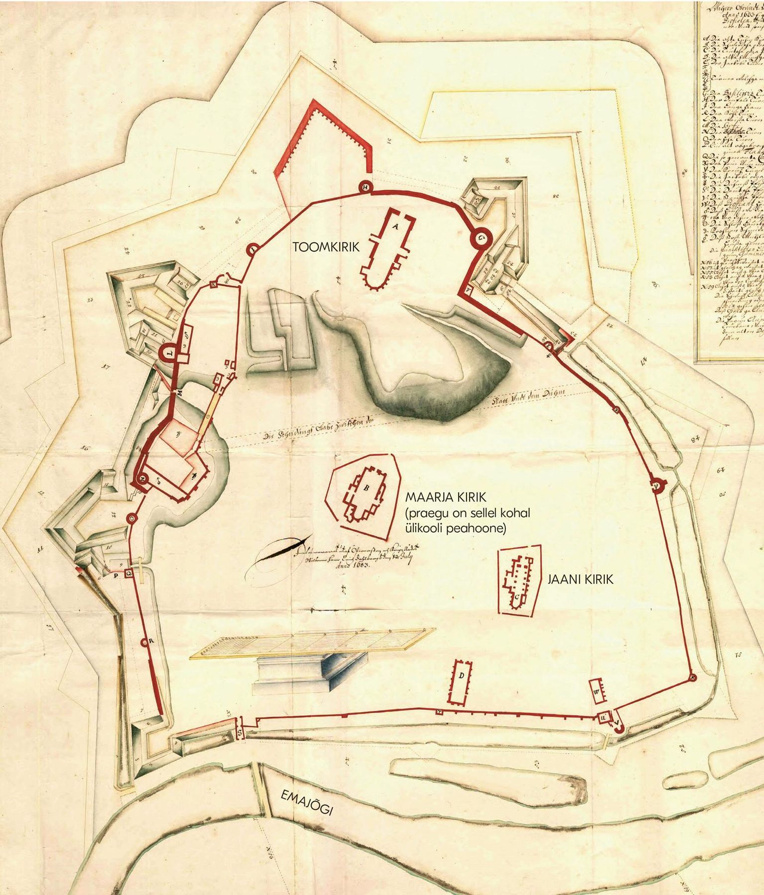 Tartu kindlustised kaardil aastast 1683.
